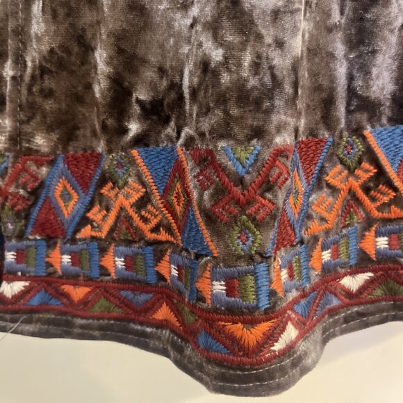 Andree By Unit Gray Crushed Velvet Embroidered Kimono Cardigan Sz S Hood Tie NEW - Picture 3 of 10